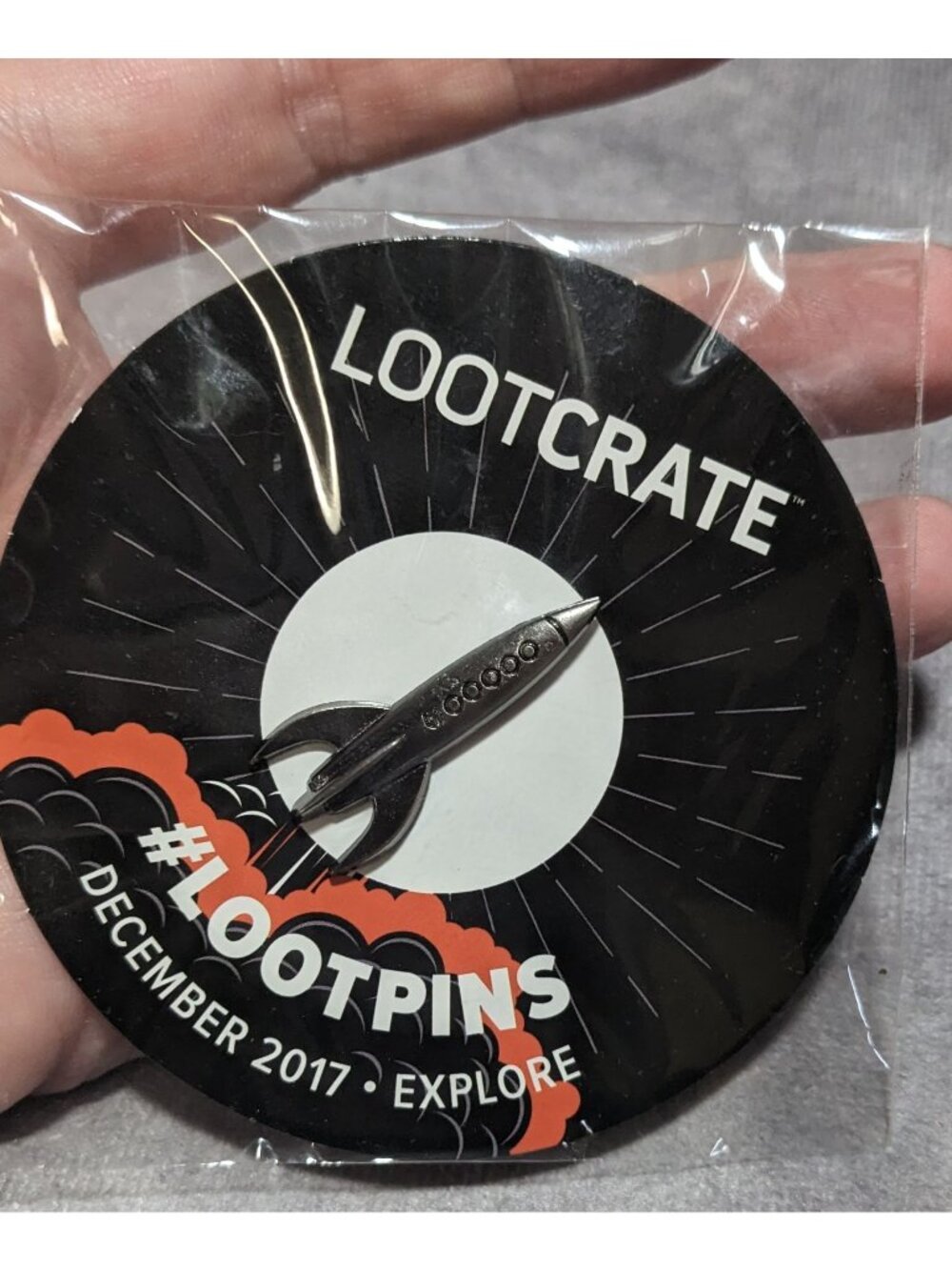 Geekcore Spacecore Retro Rocket Loot Crate December 2017 Explore Lapel Pin